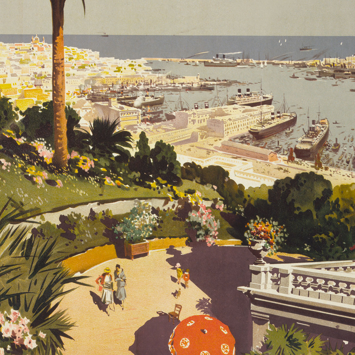 Genoa and the Italian Rivera vintage travel poster wall art. 