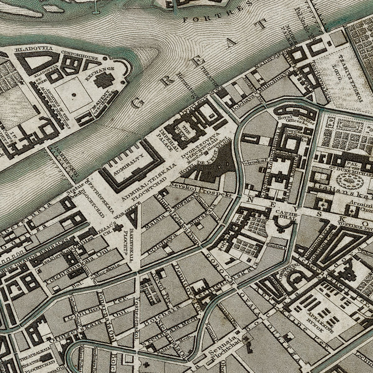 Old St. Petersburg map wall art. Shop Archive Print Co.