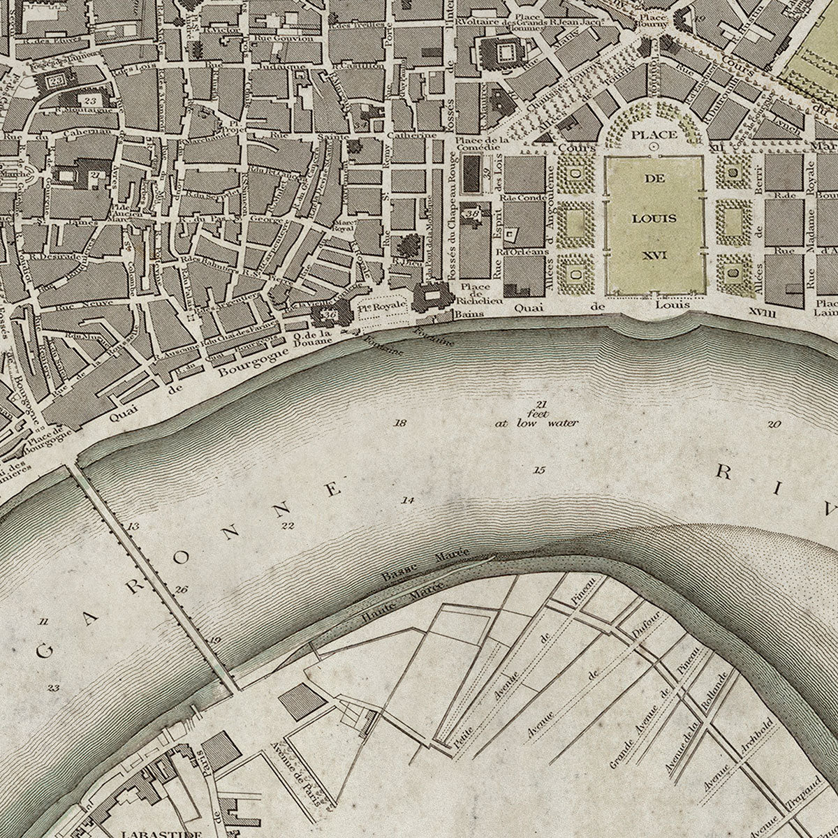 Old Bordeaux map wall art. Shop Archive Print Co.