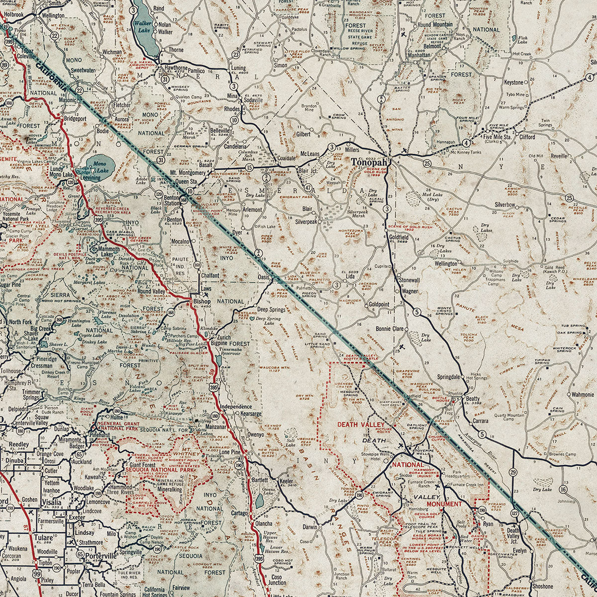 Old Nevada map wall art. Shop Archive Print Co.