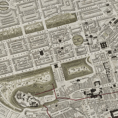 Old Edinburgh, Scotland map wall art. Shop Archive Print Co.