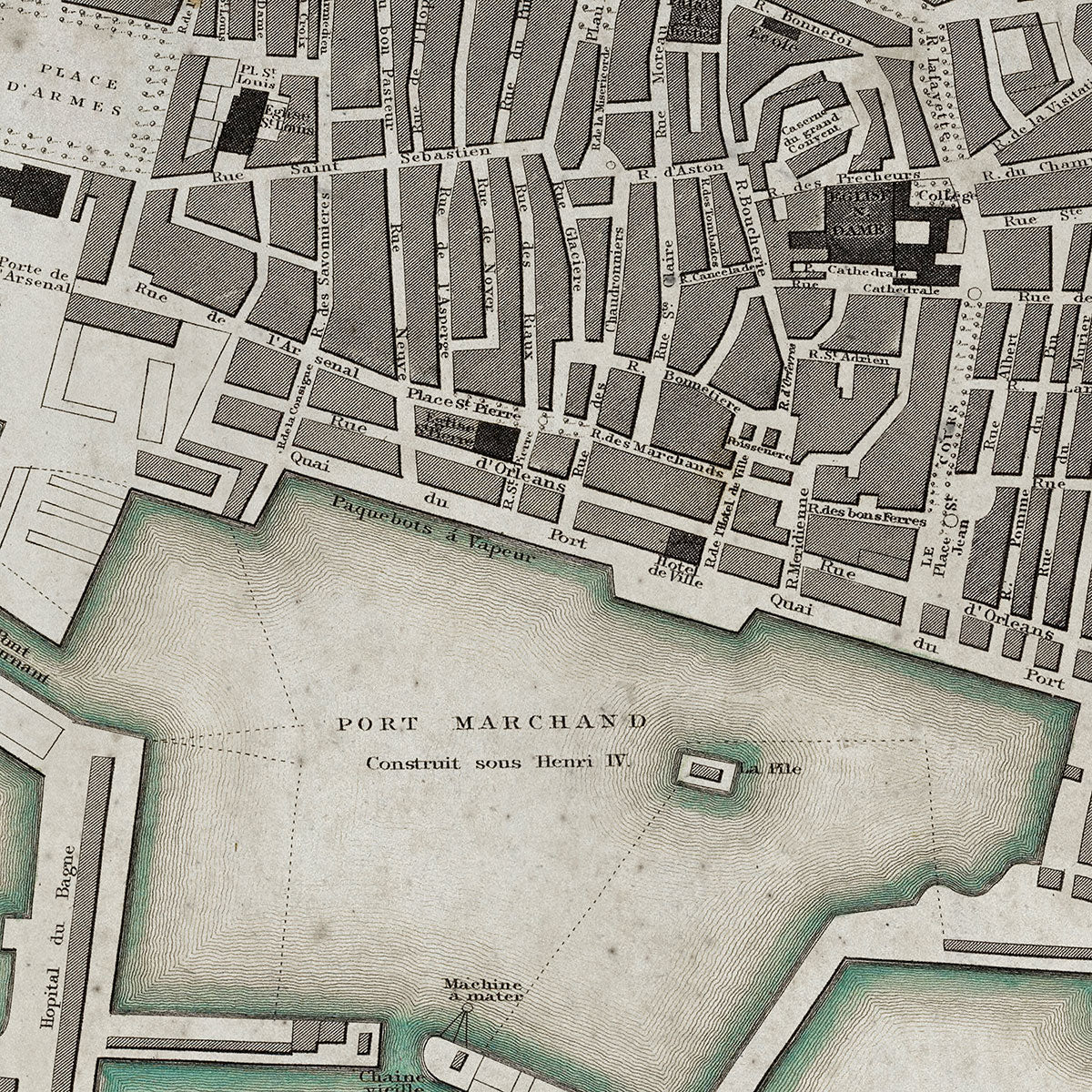 Old Toulon, France map wall art. Shop Archive Print Co.