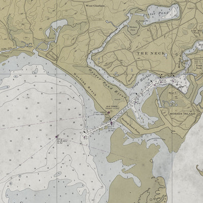 Old Nantucket Sound and Chatham nautical chart vintage wall art. Shop Archive Print Co.
