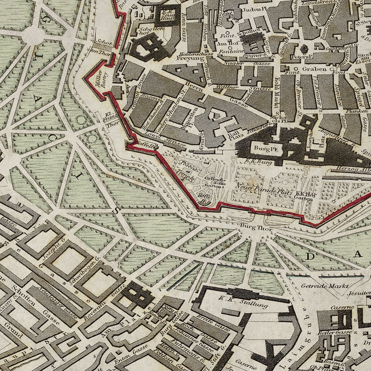 Old Vienna, Austria map wall art. Shop Archive Print Co.