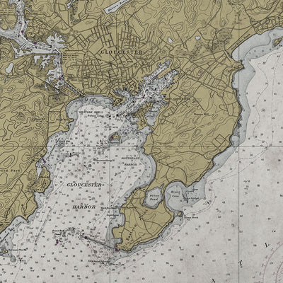 Old Cape Ann, Massachusetts nautical chart wall art. Shop Archive Print Co.