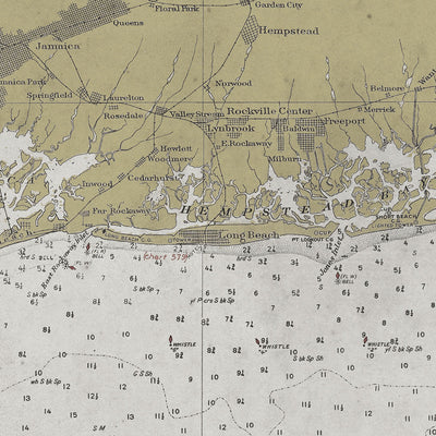 Old Long Island nautical chart vintage wall art. Shop Archive Print Co.