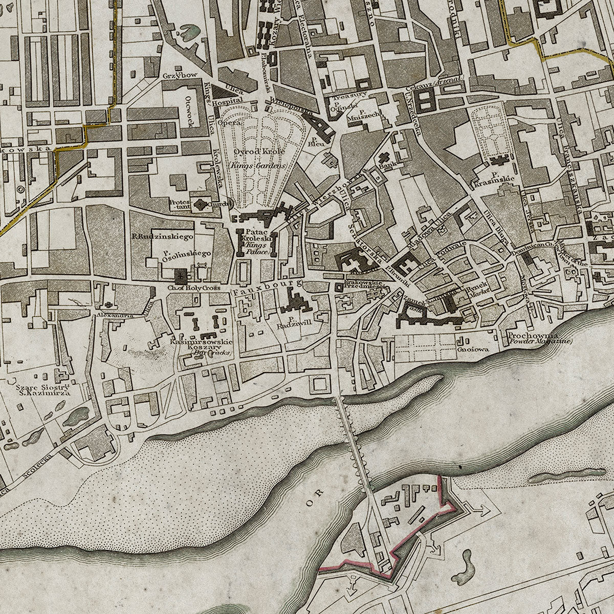 Old Warsaw, Poland map wall art. Shop Archive Print Co.