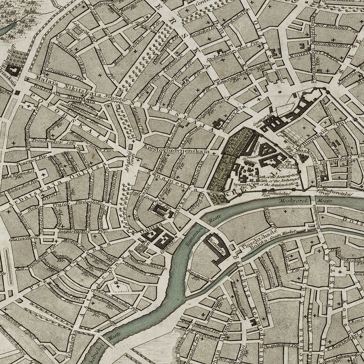 Old Moscow map wall art. Shop Archive Print Co.