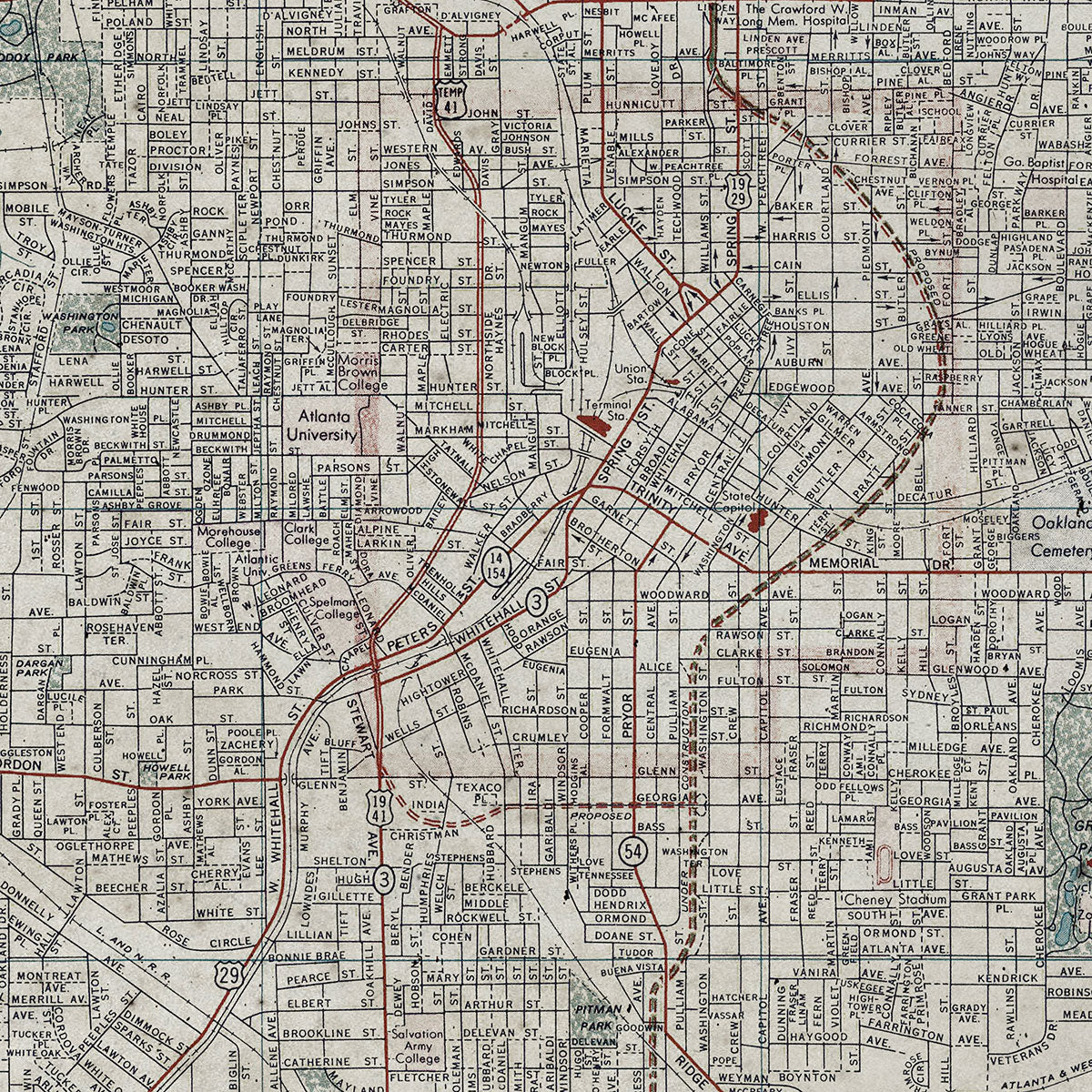 Old Atlanta map wall art. Shop Archive Print Co.