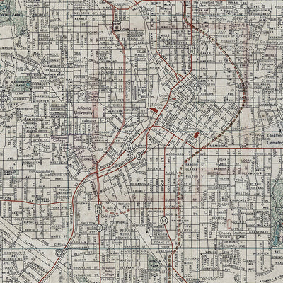 Old Atlanta map wall art. Shop Archive Print Co.