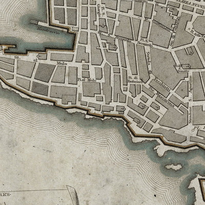 Old Genoa, Italy map wall art. Shop Archive Print Co.