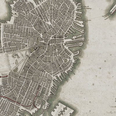Old Boston map wall art. Shop Archive Print Co.