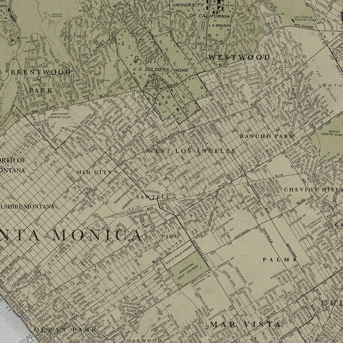 Old of Los Angeles map wall art. Shop Archive Print Co.
