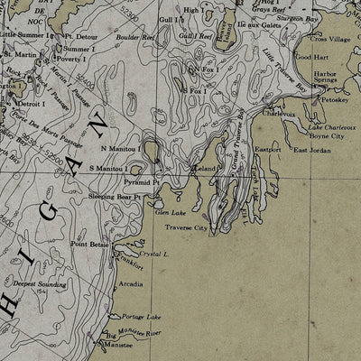 Old The Great Lakes nautical chart vintage wall art. Shop Archive Print Co.