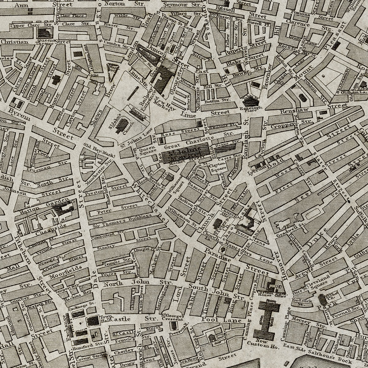 Old Liverpool, England map wall art. Shop Archive Print Co.
