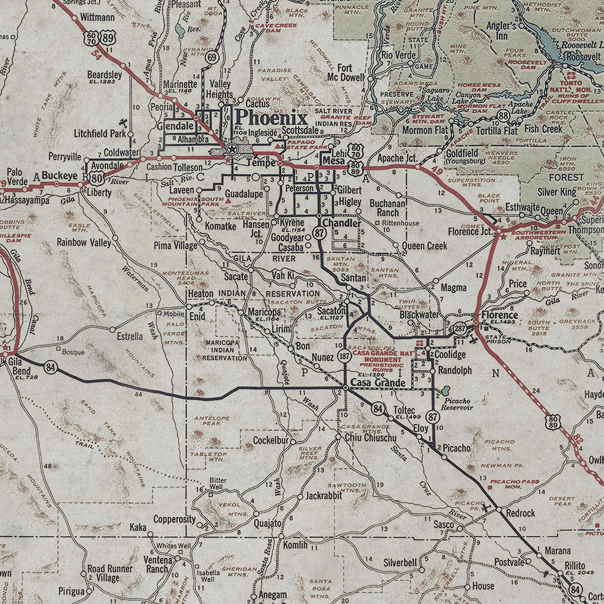 Old Arizona map wall art. Shop Archive Print Co.