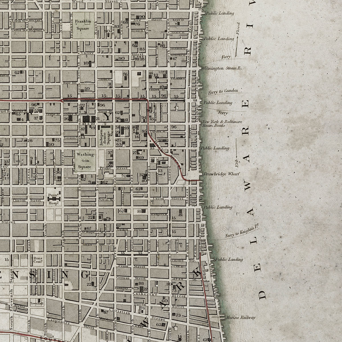 Old Philadelphia, Pennsylvania map wall art. Shop Archive Print Co.