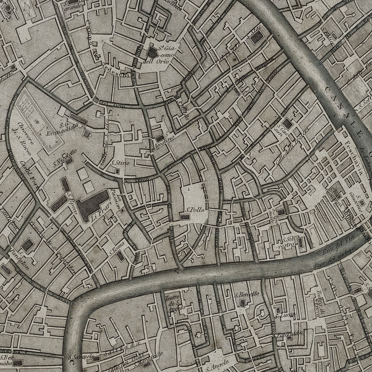 Old Venice map wall art. Shop Archive Print Co.