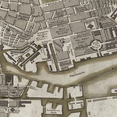Old Copenhagen, Denmark map wall art. Shop Archive Print Co.