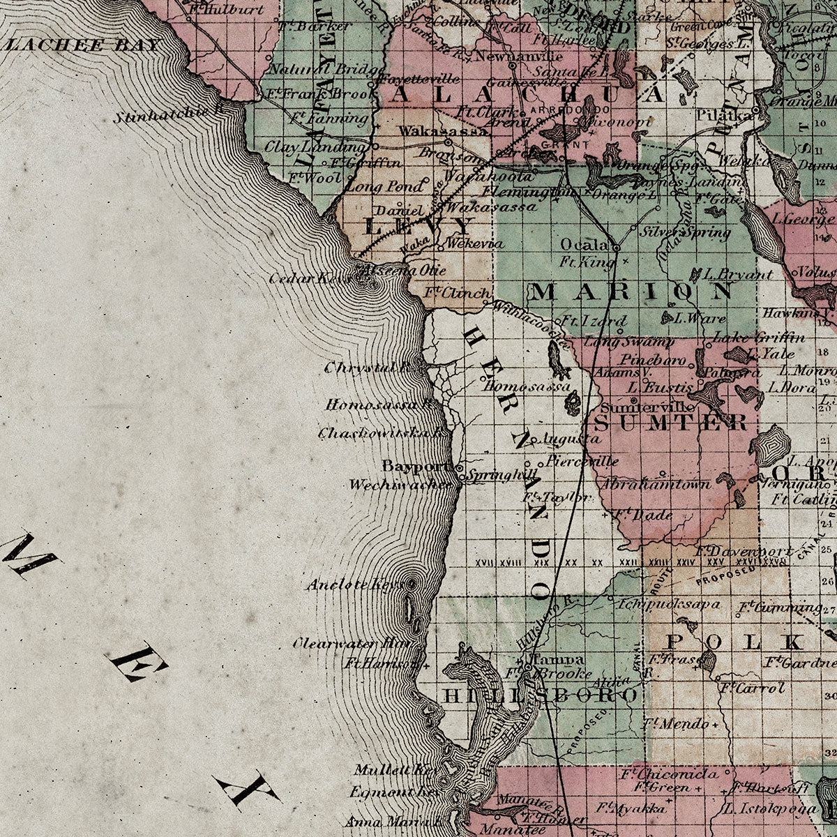 Old Florida map wall art. Shop Archive Print Co.