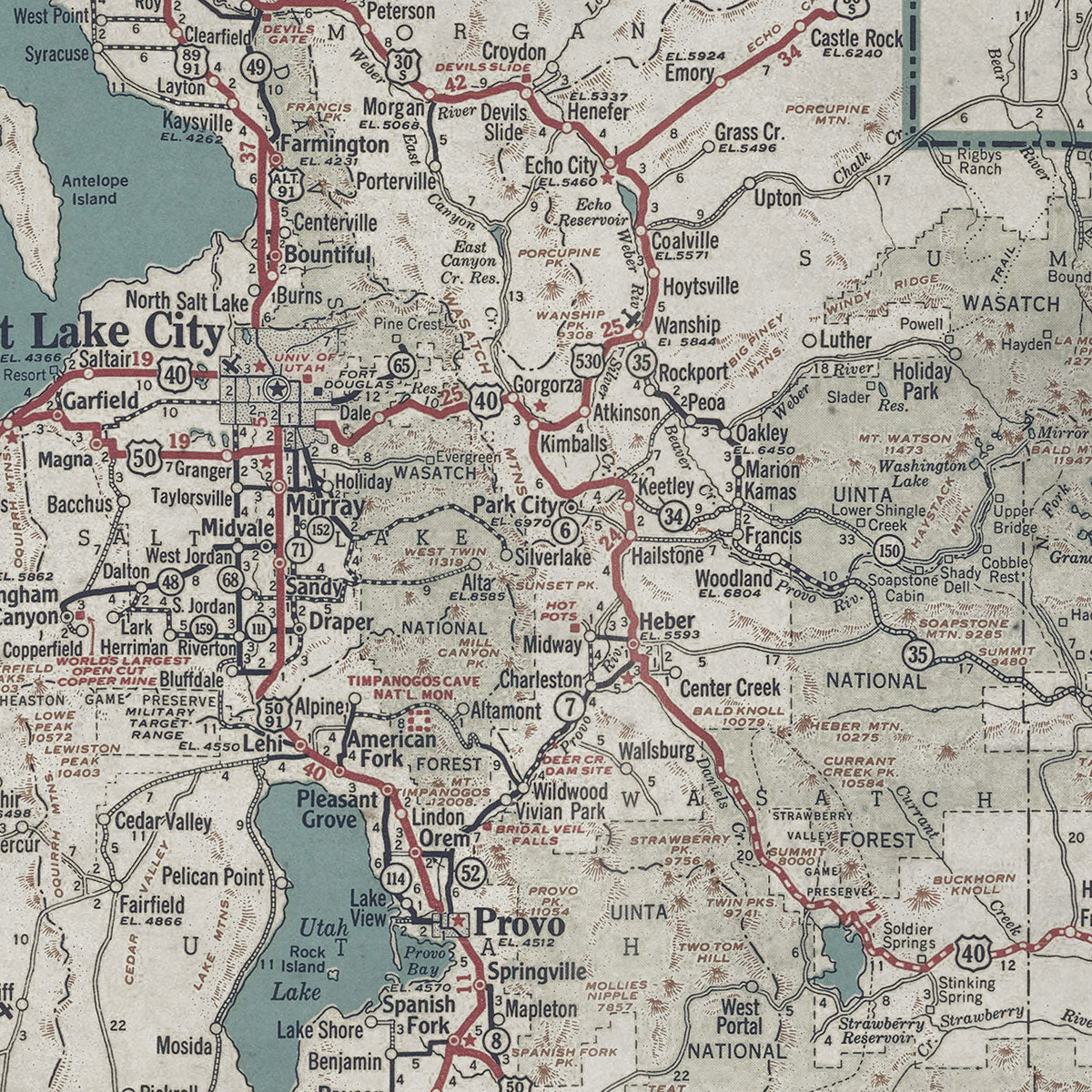 Old Utah map wall art. Shop Archive Print Co.