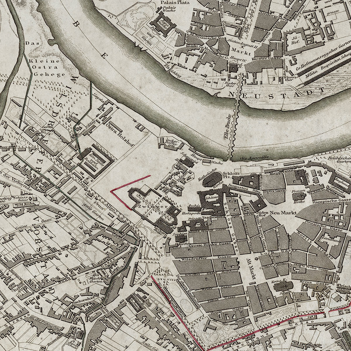Old Dresden map wall art. Shop Archive Print Co.