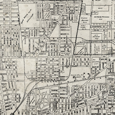 Old Columbus, Ohio map wall art. Shop Archive Print Co.