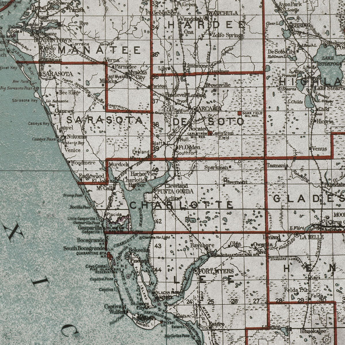 Old Florida weathered map wall art. Shop Archive Print Co.