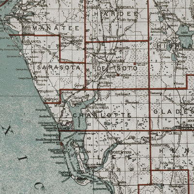 Old Florida weathered map wall art. Shop Archive Print Co.