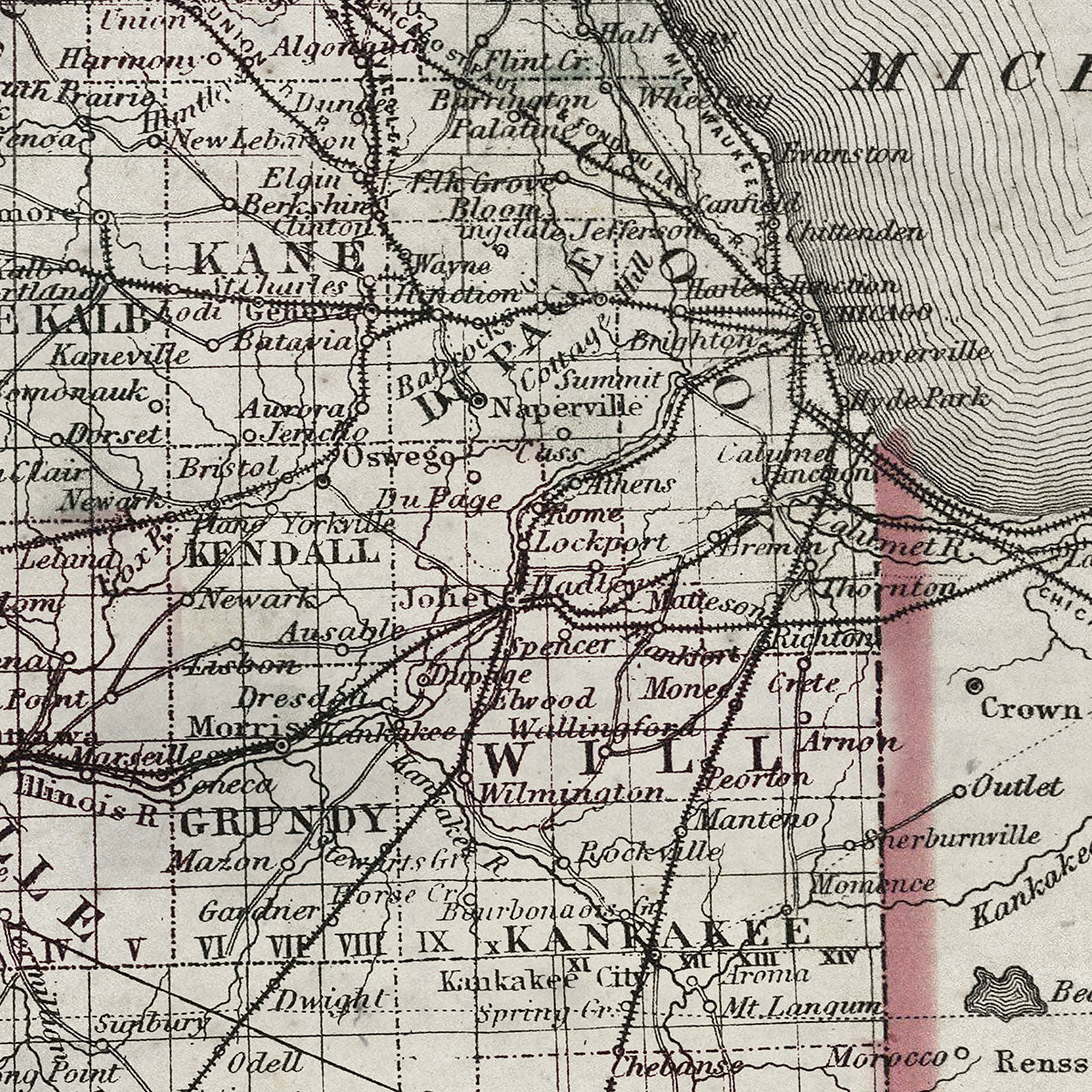 Old Illinois map wall art. Shop Archive Print Co.