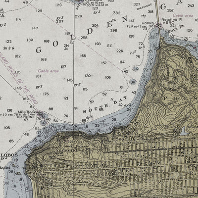 Old San Francisco Bay Area nautical chart vintage wall art. Shop Archive Print Co.