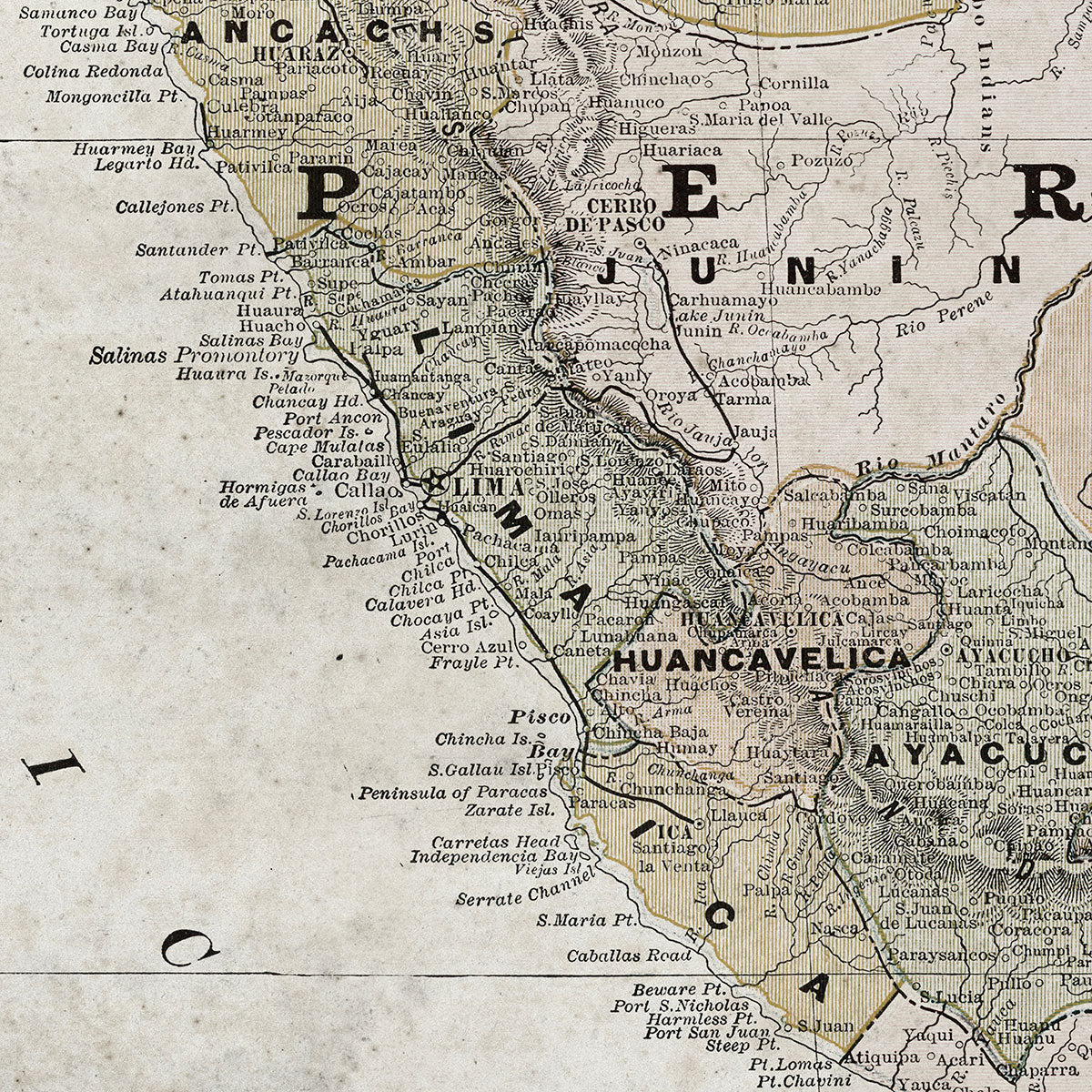 Old Peru map wall art. Shop Archive Print Co.