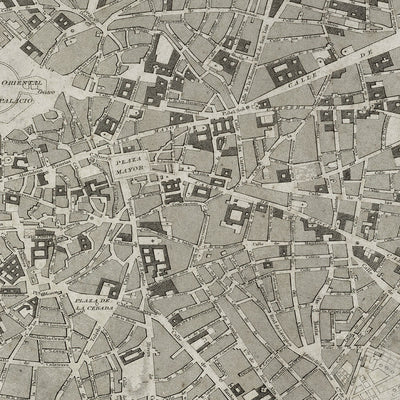 Old of Madrid, Spain map wall art. Shop Archive Print Co.