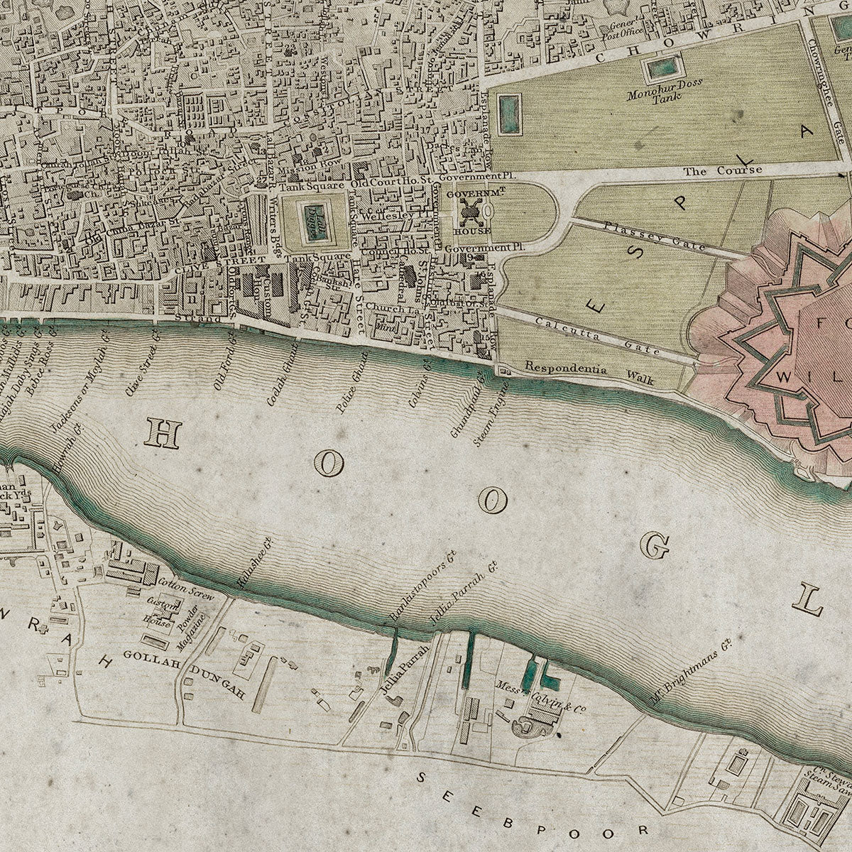 Old Calcutta map wall art. Shop Archive Print Co.