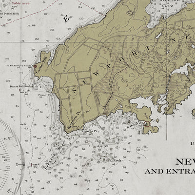 Old Newport, Rhode Island nautical chart vintage wall art. Shop Archive Print Co.