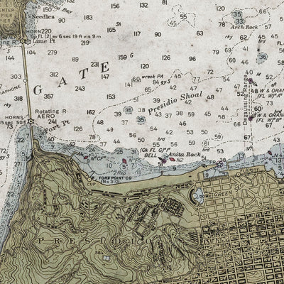 Old San Francisco nautical chart vintage wall art. Shop Archive Print Co.